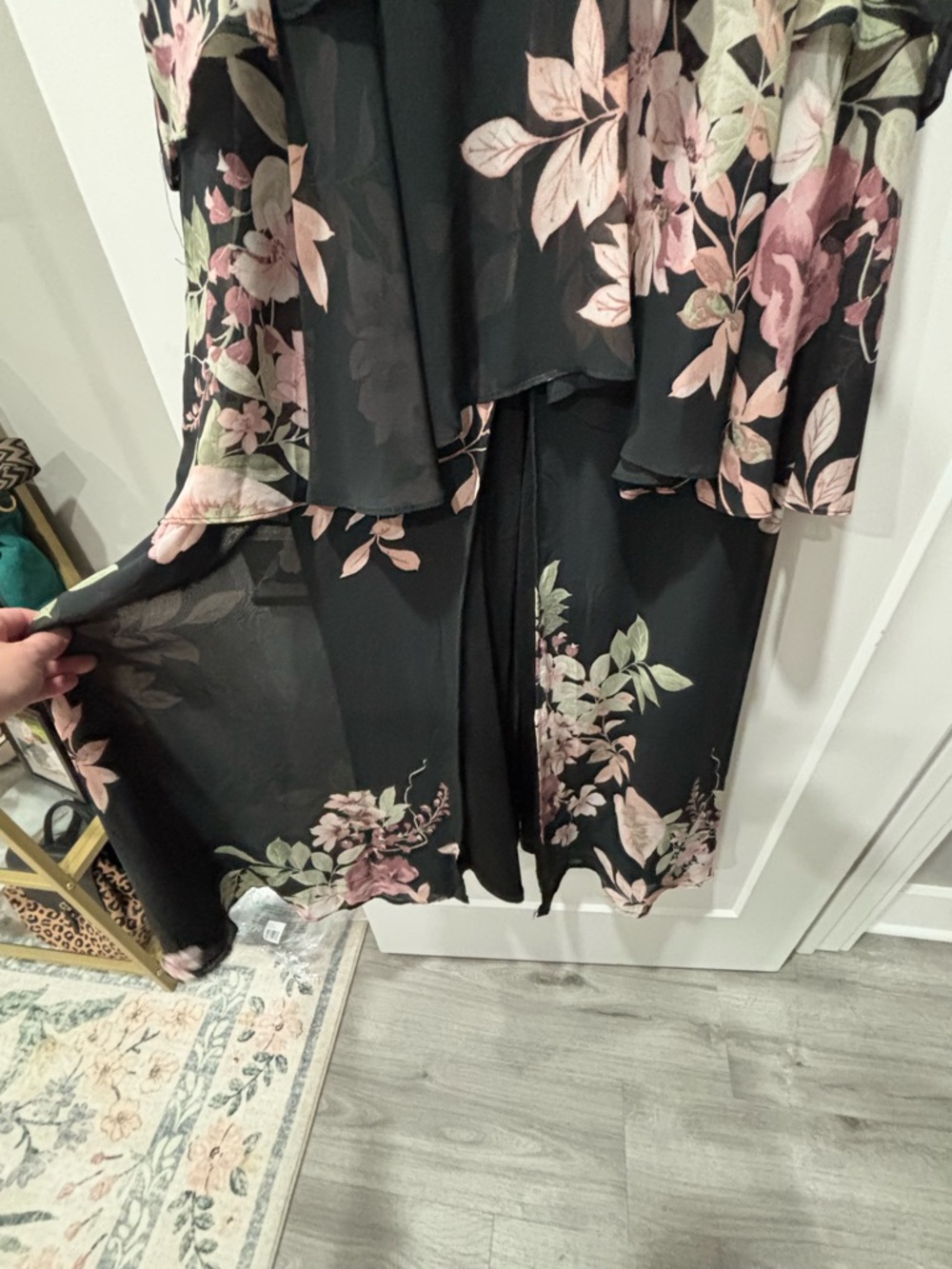 Lulu's Black Maxi Dress with Pink & Green Floral Print - Picture 5 of 6